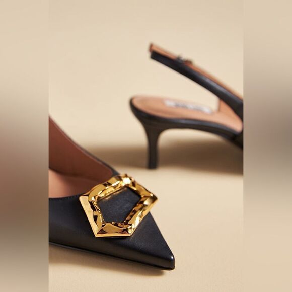 ANTHROPOLOGIE BIBI LOU BARR HEELS BLACK - Picture 2 of 3